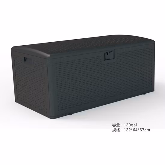 Caja de almacenamiento para exteriores moldeada por soplado de HDPE de grano de madera pequeña a grande